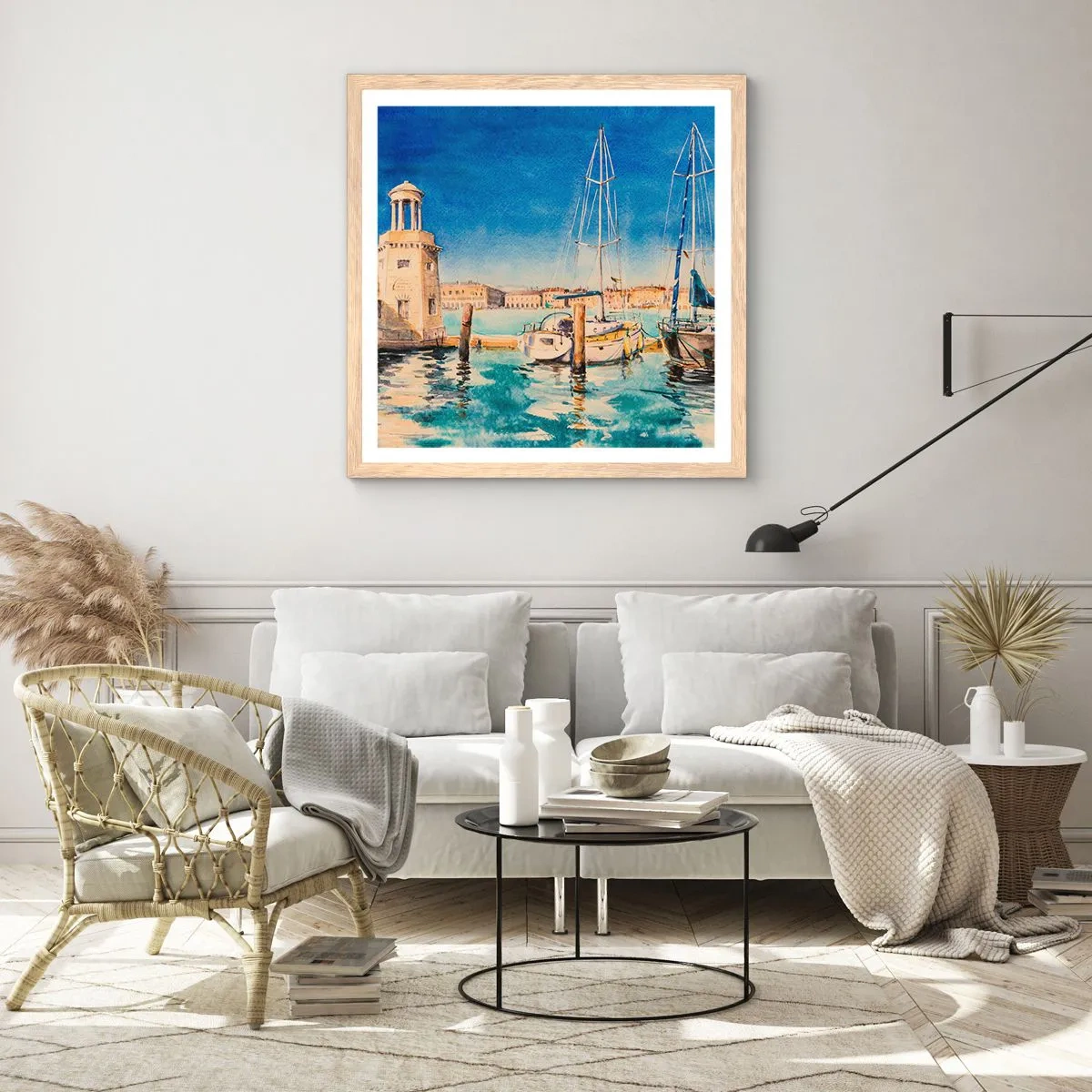 Poster in cornice rovere chiaro - La laguna assolata - 60x60 cm