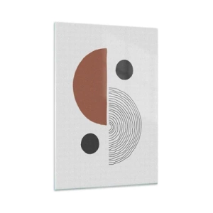 Quadro su vetro - Forme geometriche nelle tonalità del marrone e del nero - 80x120cm - La perfezione del cerchio - Decorazione murale moderna per soggiorno e camera da letto ARTTOR