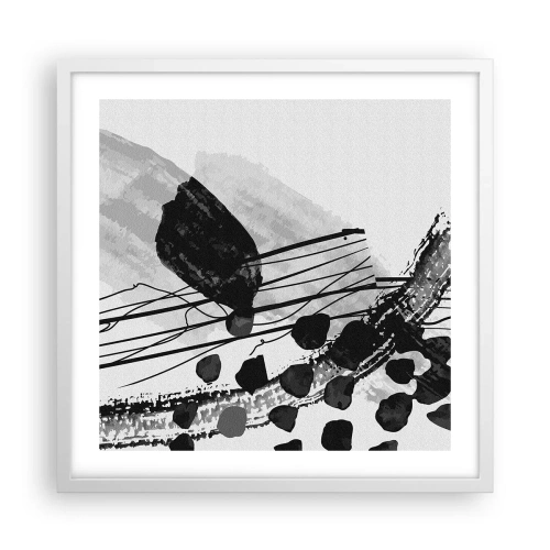 Poster in cornice bianca - Astrazione organica in bianco e nero - 50x50 cm