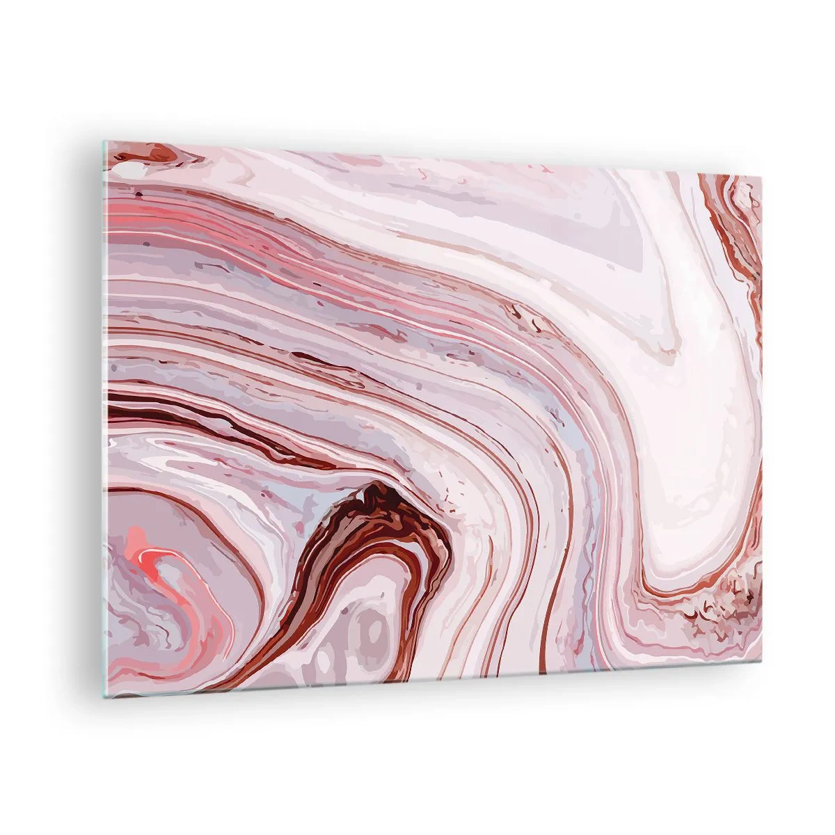 Quadro su vetro - Motivo marmoreo nei toni del rosa e del marrone - 70x50cm - Dritto, poi a destra in basso - Decorazione murale moderna per soggiorno e camera da letto ARTTOR