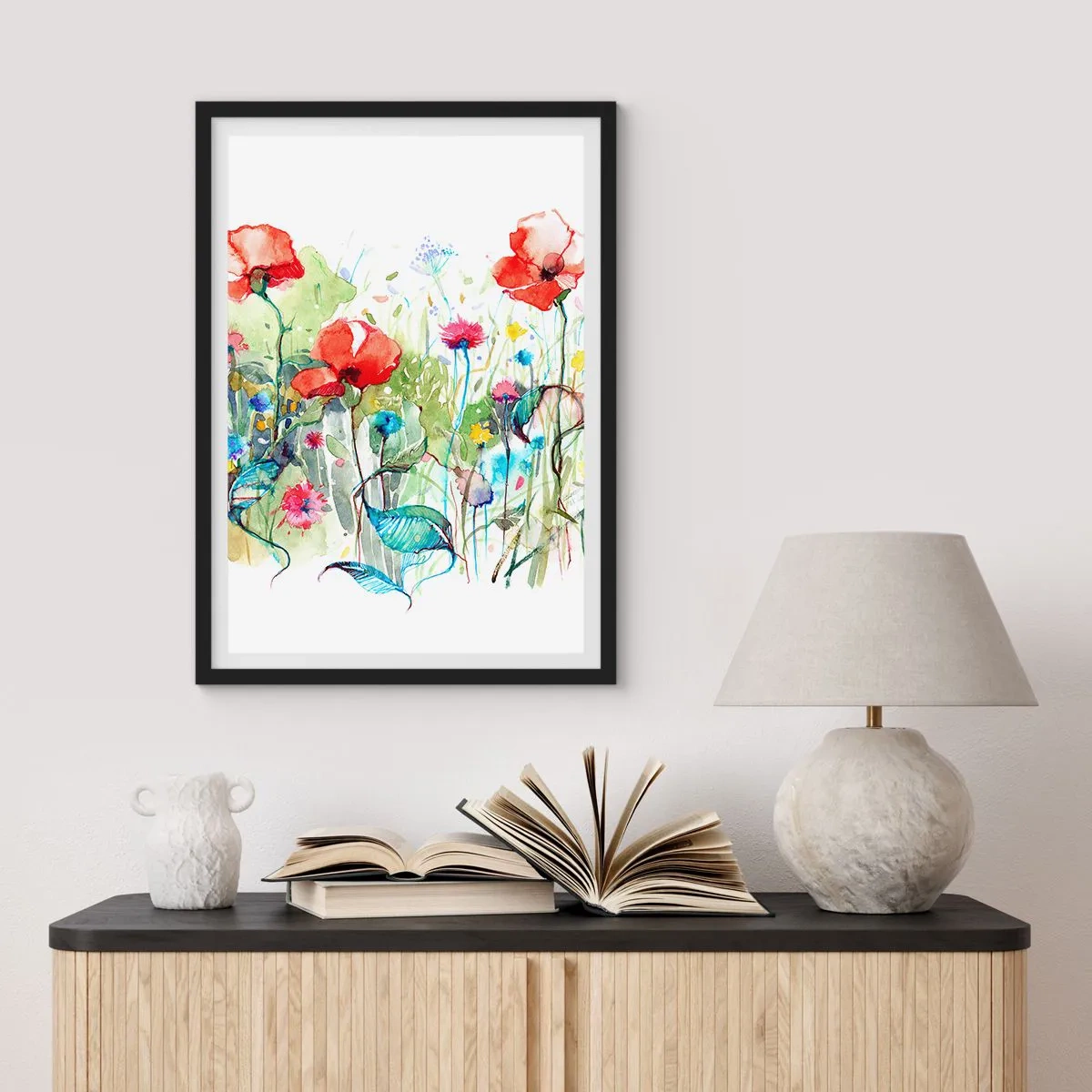Poster in cornice nera - Il prato fiorito a maggio - 70x100 cm