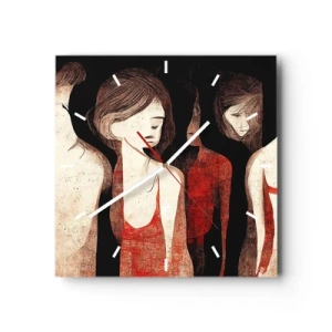 Orologio da parete - Orologio in Vetro - Figure artistiche in una composizione astratta - 30x30cm - Madonne nell'oscurità - Decorazione murale moderna per soggiorno e camera da letto ARTTOR