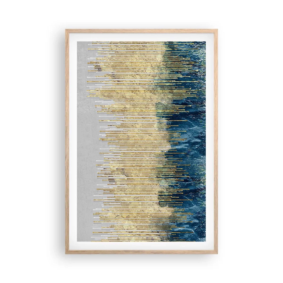 Poster in cornice rovere chiaro - Confine dorato - 61x91 cm