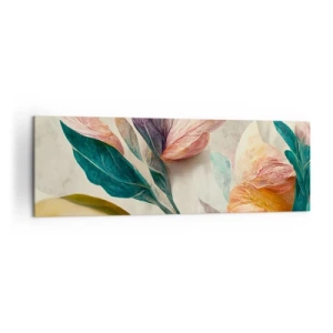 Quadro su tela - Stampe su Tela - Fiori colorati in stile tropicale su uno sfondo chiaro - 160x50cm - I fiori delle isole del sud - Decorazione murale moderna per soggiorno e camera da letto ARTTOR
