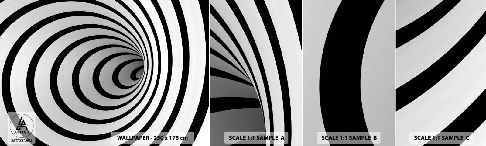 Campione di Fotomurale Adesivo Deluxe Sticker - Anche tu non riesci a resistere? - Astrazione, 3D, Vortice - 100x30 cm