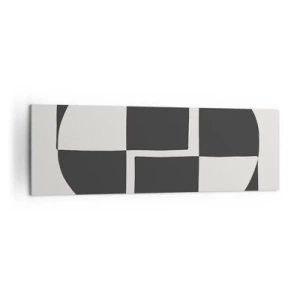 Quadro su tela - Stampe su Tela - Forme geometriche astratte in bianco e nero - 160x50cm - Antitesi - sintesi - Decorazione murale moderna per soggiorno e camera da letto ARTTOR