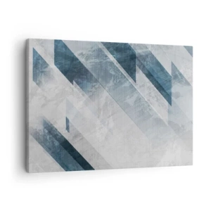 Quadro su tela - Stampe su Tela - Linee astratte in tonalità di grigio e blu - 70x50cm - Composizione spaziale: movimento in grigio - Decorazione murale moderna per soggiorno e camera da letto ARTTOR
