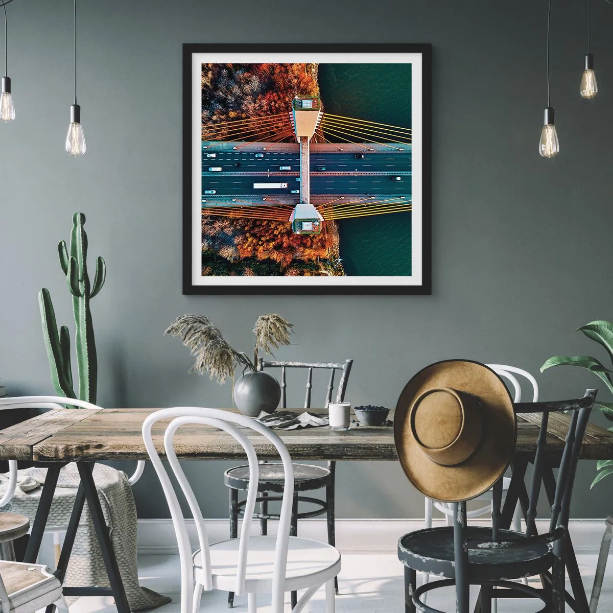 Poster in cornice nera - Oltre il fiume, oltre il bosco - 60x60 cm