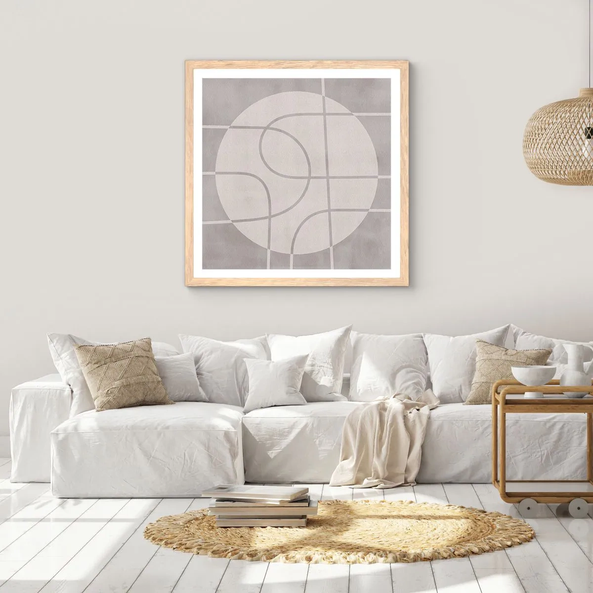 Poster in cornice rovere chiaro - Tondo e dritto - 60x60 cm