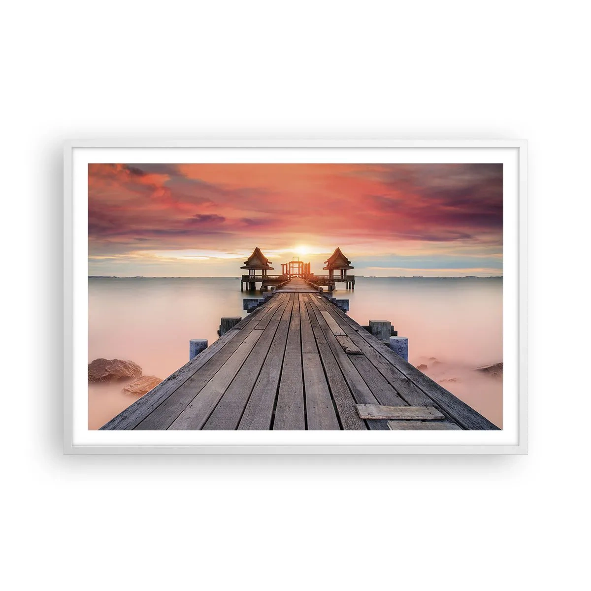 Poster in cornice bianca - Tramonto d'oriente - 91x61 cm