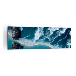 Quadro su tela - Stampe su Tela - Vista aerea delle onde che si infrangono sulla riva - 160x50cm - Avvolte dalle onde - Decorazione murale moderna per soggiorno e camera da letto ARTTOR