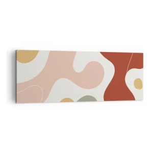 Quadro su tela - Stampe su Tela - Una composizione astratta in tonalità pastello con forme dinamiche. - 140x50cm - Ghirigori - Decorazione murale moderna per soggiorno e camera da letto ARTTOR