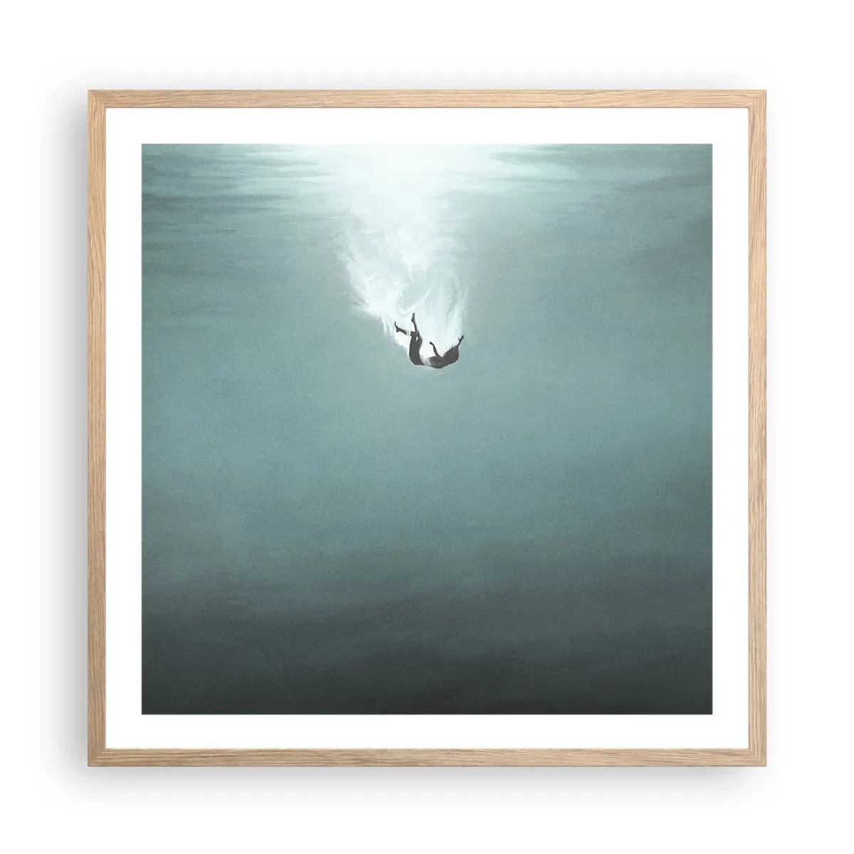 Poster in cornice rovere chiaro - Nell'abbraccio dell'oceano - 60x60 cm