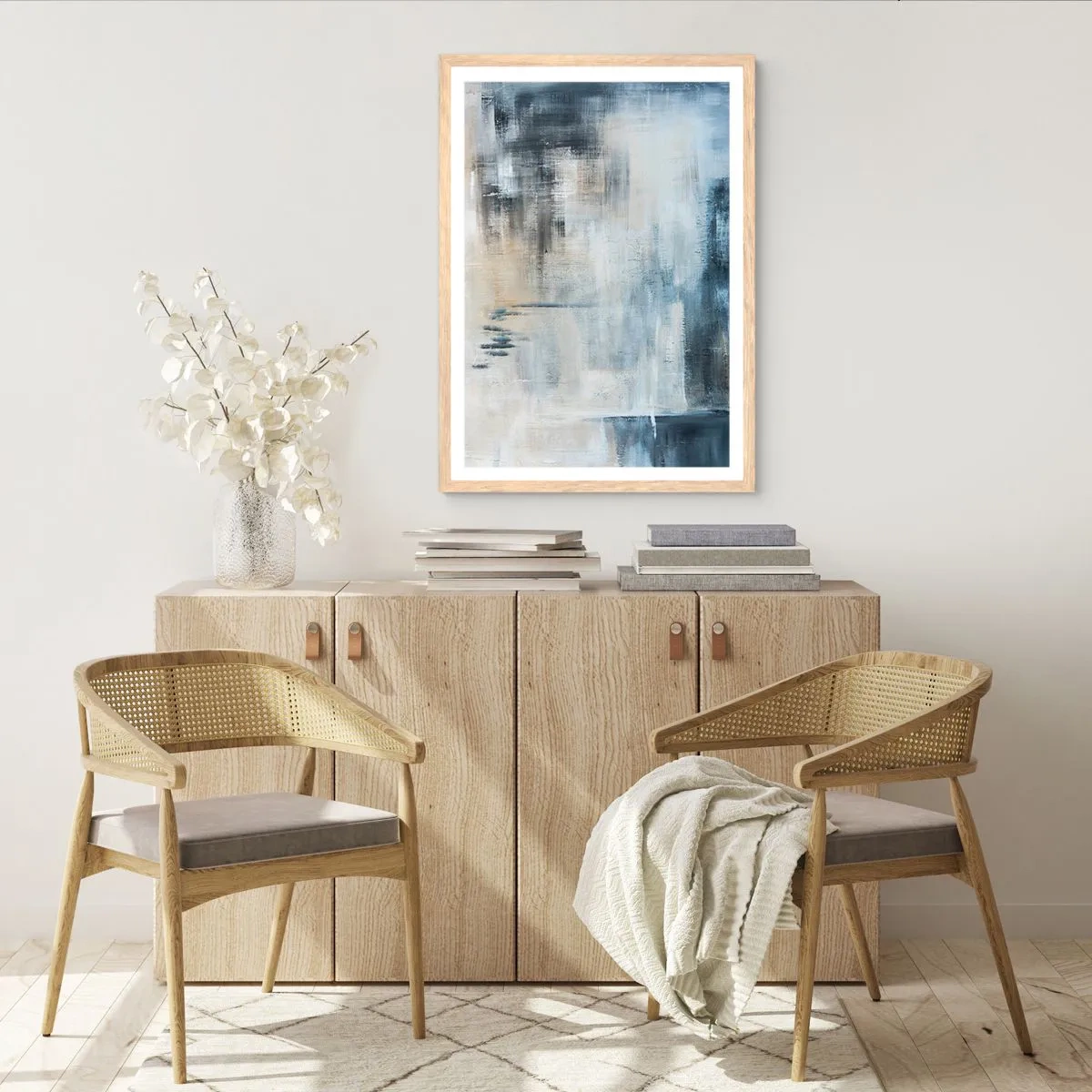 Poster in cornice rovere chiaro - Coperti dal blu - 70x100 cm