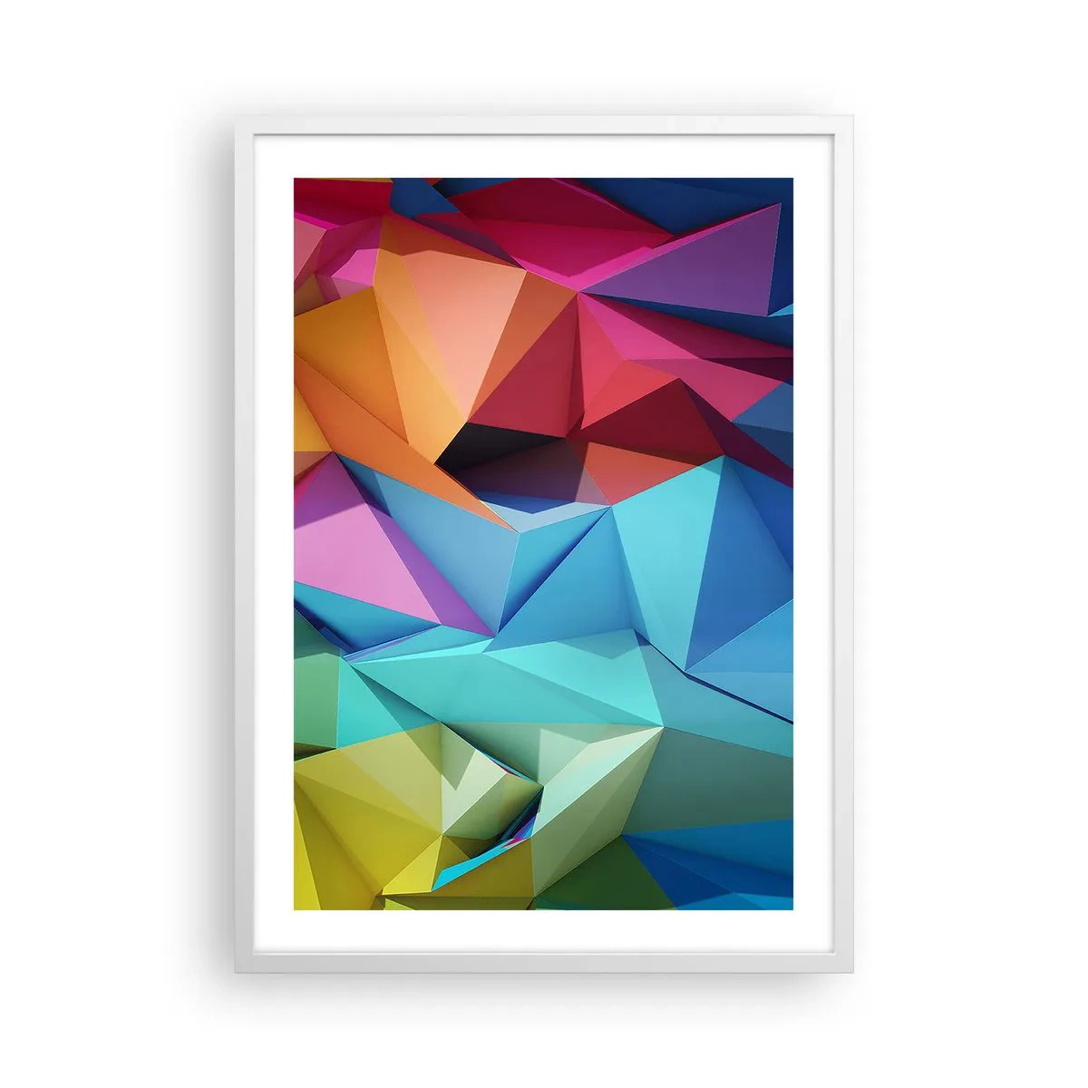Poster in cornice bianca - Origami arcobaleno - 50x70 cm