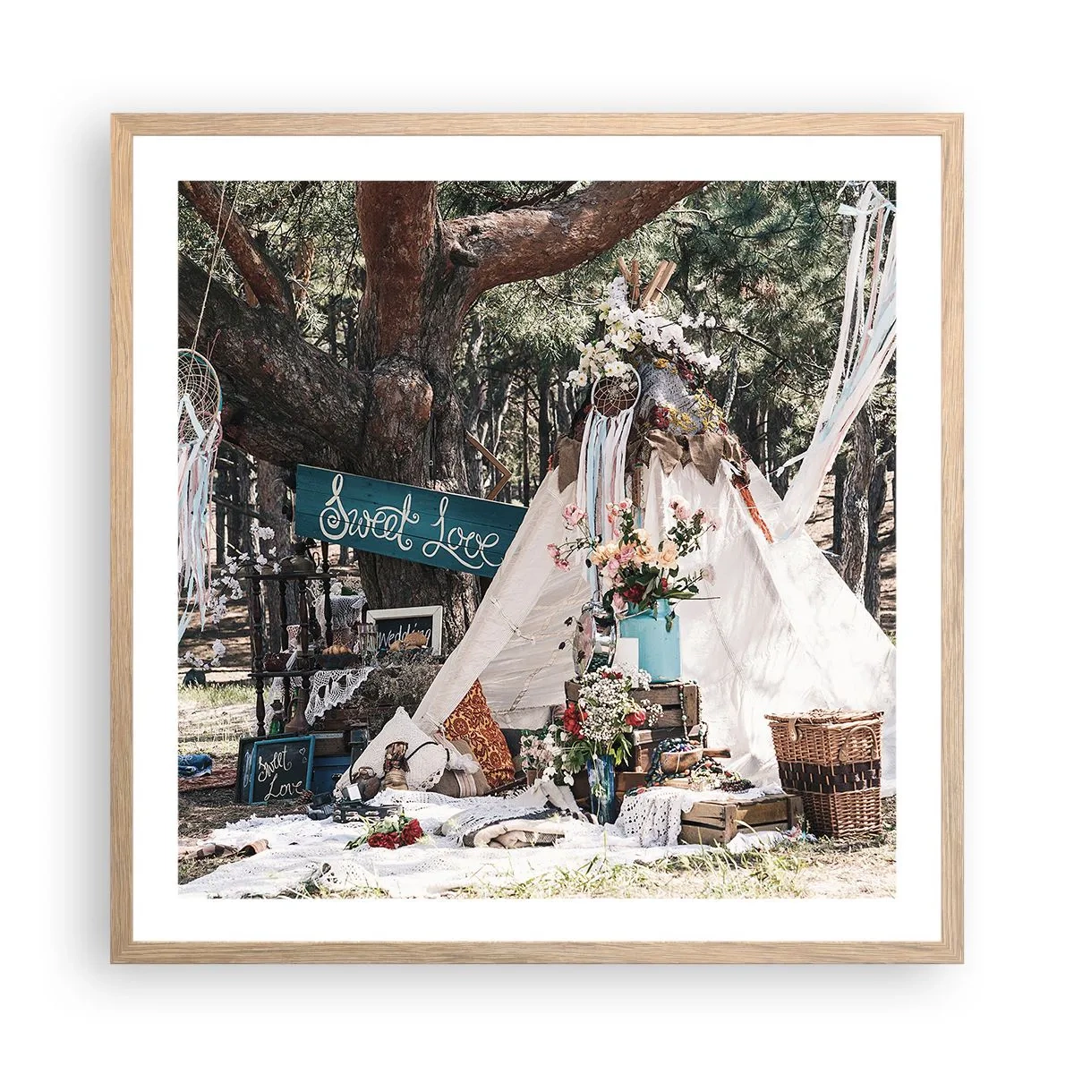 Poster in cornice rovere chiaro - Make love... - 60x60 cm