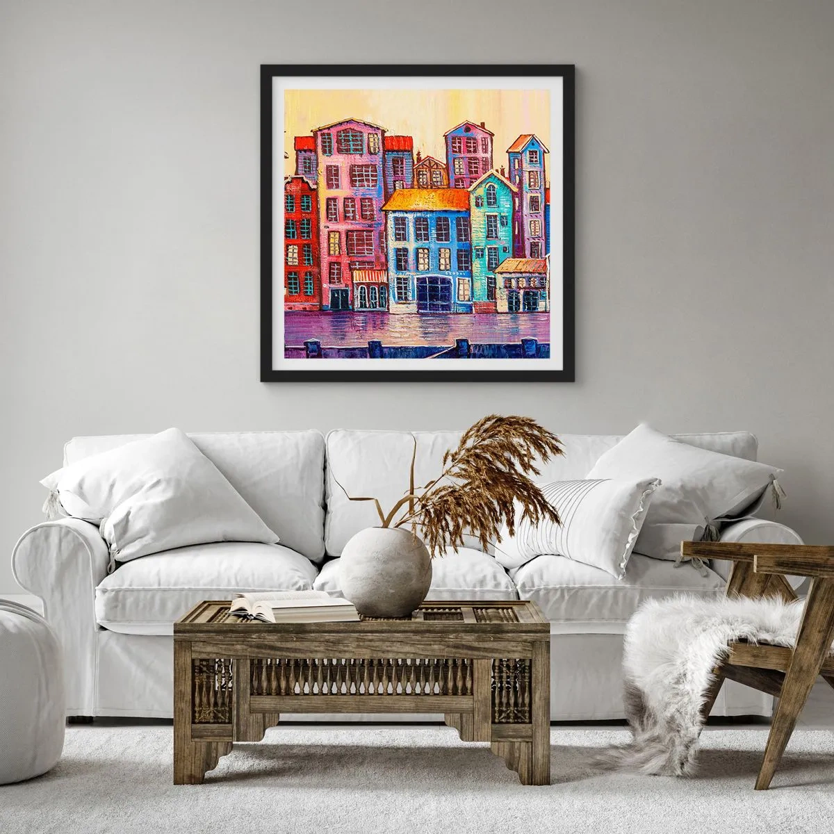 Poster in cornice nera - Una città da favola - 30x30 cm