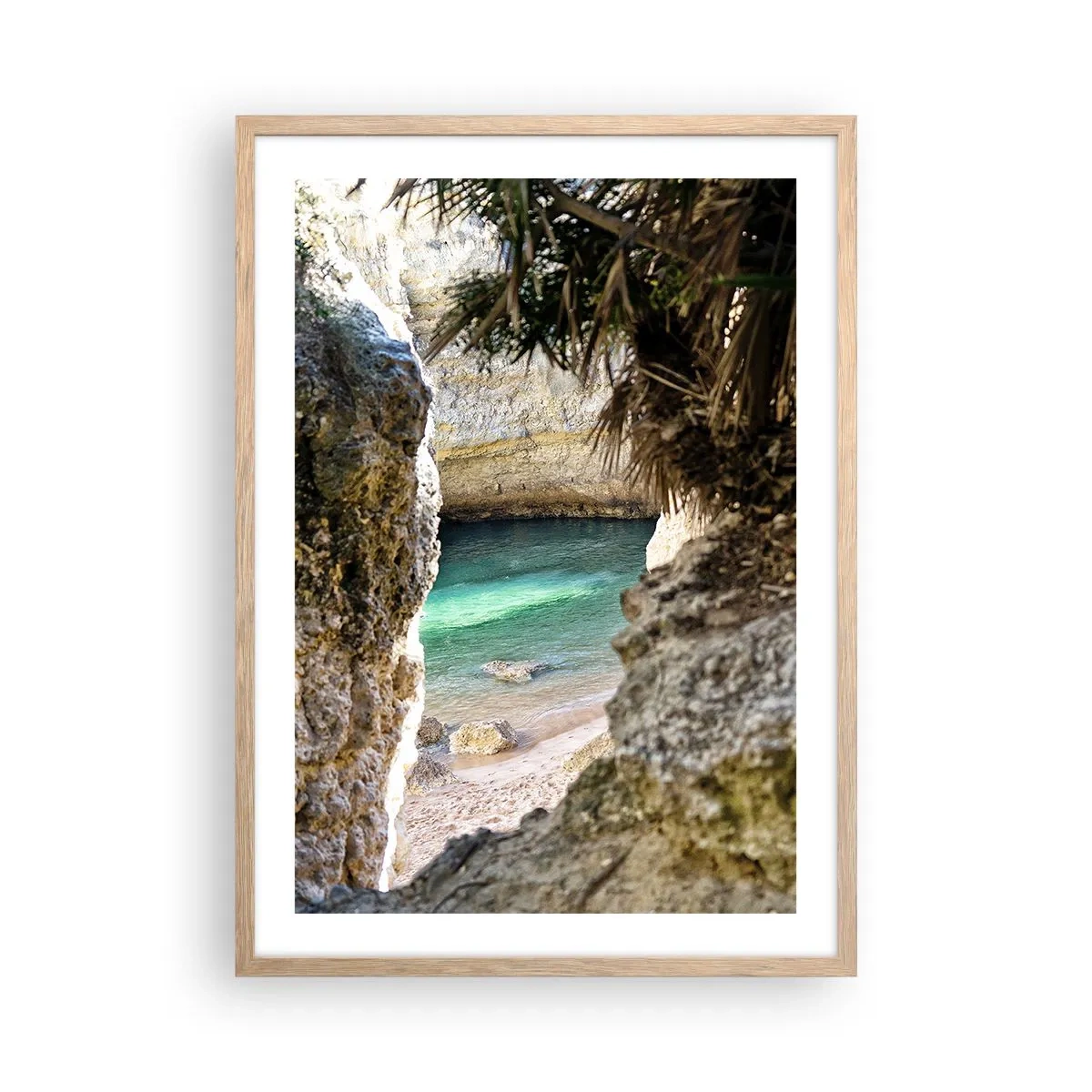 Poster in cornice rovere chiaro - La baia turchese - 50x70 cm