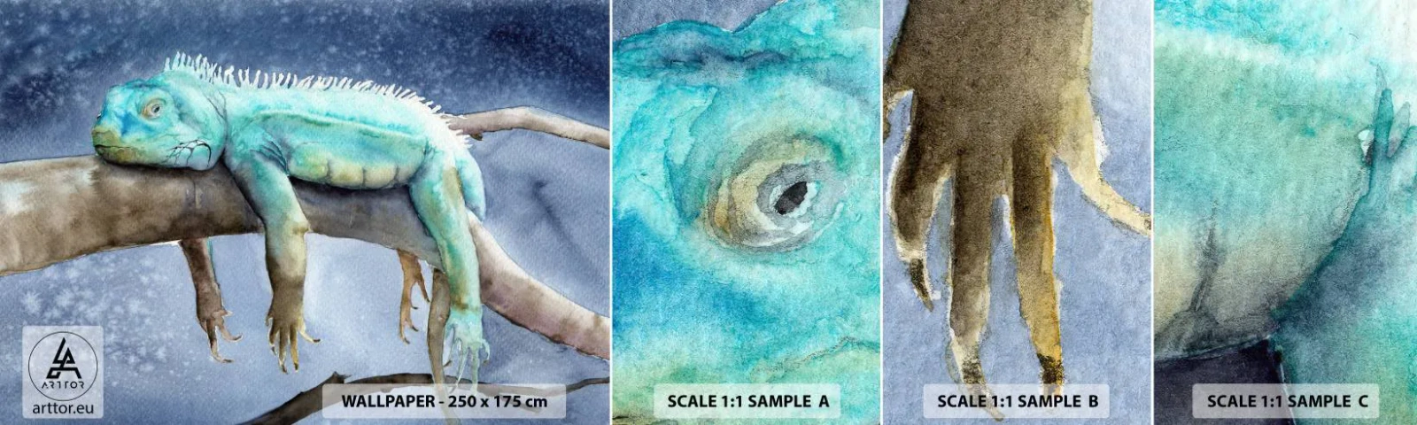 Campione di Fotomurale Adesivo Deluxe Sticker - Va tutto bene! - Camaleonte, Animale, Pigrizia - 100x30 cm