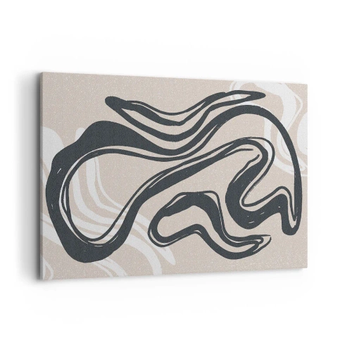 Quadro su tela - Stampe su Tela - Linee astratte in tonalità scure su uno sfondo beige - 100x70cm - Espressione moltiplicata - Decorazione murale moderna per soggiorno e camera da letto ARTTOR