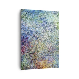 Quadro su tela - Stampe su Tela - Composizione astratta con linee e texture multicolori - 50x70cm - Non è cosi semplice - Decorazione murale moderna per soggiorno e camera da letto ARTTOR