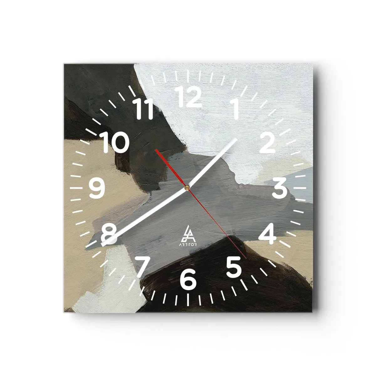 Orologio da parete - Orologio in Vetro - Astrazione: il crocevia del grigio - 40x40 cm