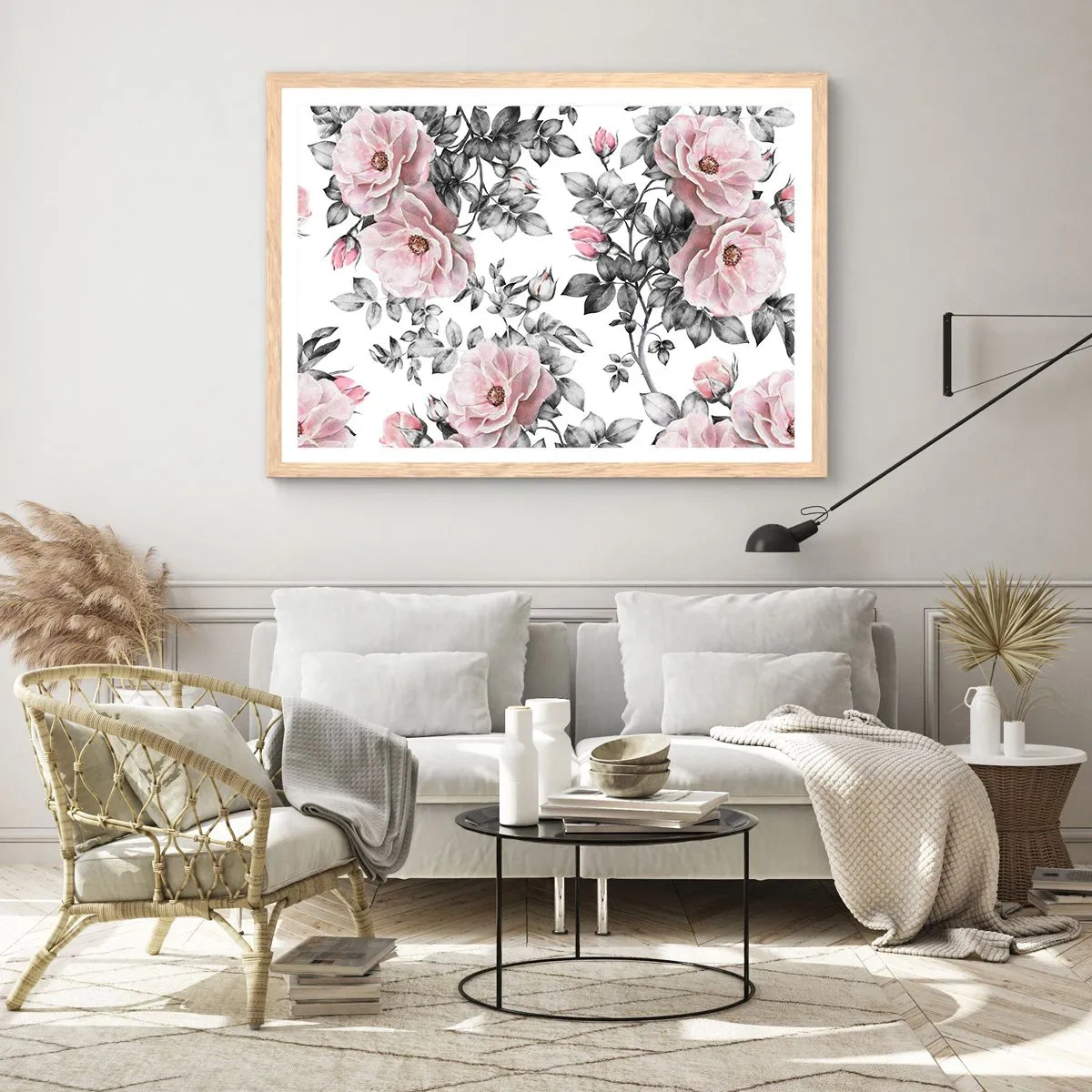 Poster in cornice rovere chiaro - Perdersi tra le rose - 40x30 cm