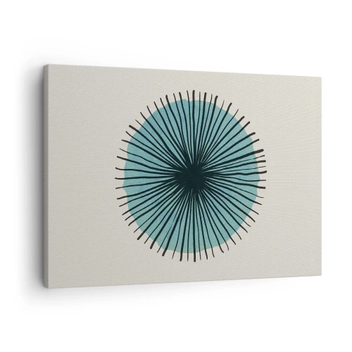 Quadro su tela - Stampe su Tela - Forma circolare astratta con raggi blu - 70x50cm - Radiosamente nel blu - Decorazione murale moderna per soggiorno e camera da letto ARTTOR