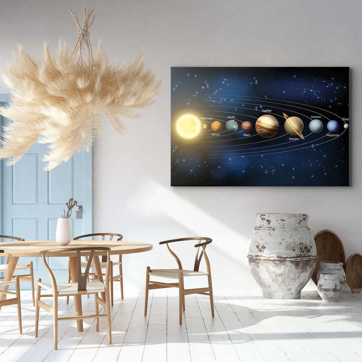 Quadro su tela - Stampe su Tela - Schema del sistema solare con pianeti e sole - 70x50cm - Uno su dieci - Decorazione murale moderna per soggiorno e camera da letto ARTTOR