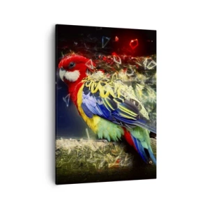 Quadro su tela - Stampe su Tela - Un pappagallo dai colori vivaci su uno sfondo di effetti di luce - 50x70cm - Messaggero di luce - Decorazione murale moderna per soggiorno e camera da letto ARTTOR