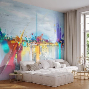 Fotomurali Autoadesivo Deluxe Sticker - Il ponte della gioia sul fiume della vita - Astrazione, Pezzo, Surrealismo - 300x210 cm