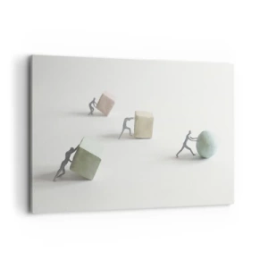 Quadro su tela - Stampe su Tela - Miniature che spingono forme su uno sfondo chiaro - 120x80cm - È la vita - Decorazione murale moderna per soggiorno e camera da letto ARTTOR