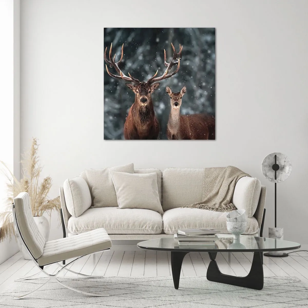 Quadro su vetro - Il re della foresta con la consorte - 50x50 cm