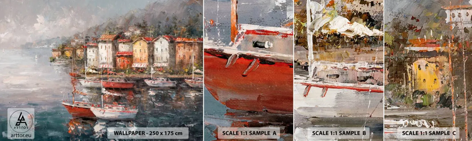 Campione Di Fotomurale Standard Eco - Molo romantico - Architettura, Città portuale, Barca a vela - 100x30 cm