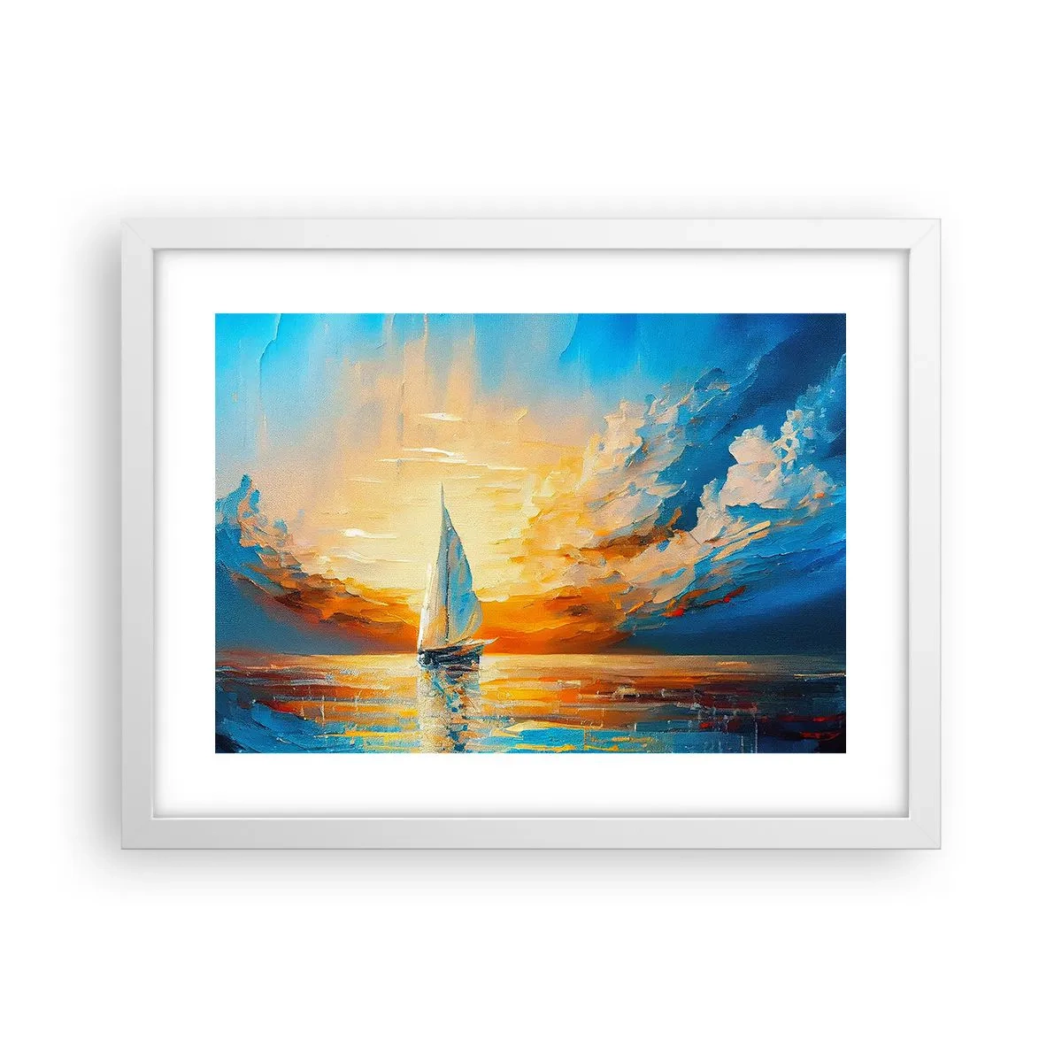 Poster in cornice bianca - Navigando nell'oro - 40x30 cm