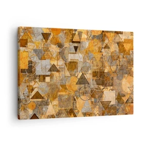 Quadro su tela - Stampe su Tela - Motivi geometrici astratti nelle tonalità dell'oro - 70x50cm - Il mondo compreso nella forma - Decorazione murale moderna per soggiorno e camera da letto ARTTOR
