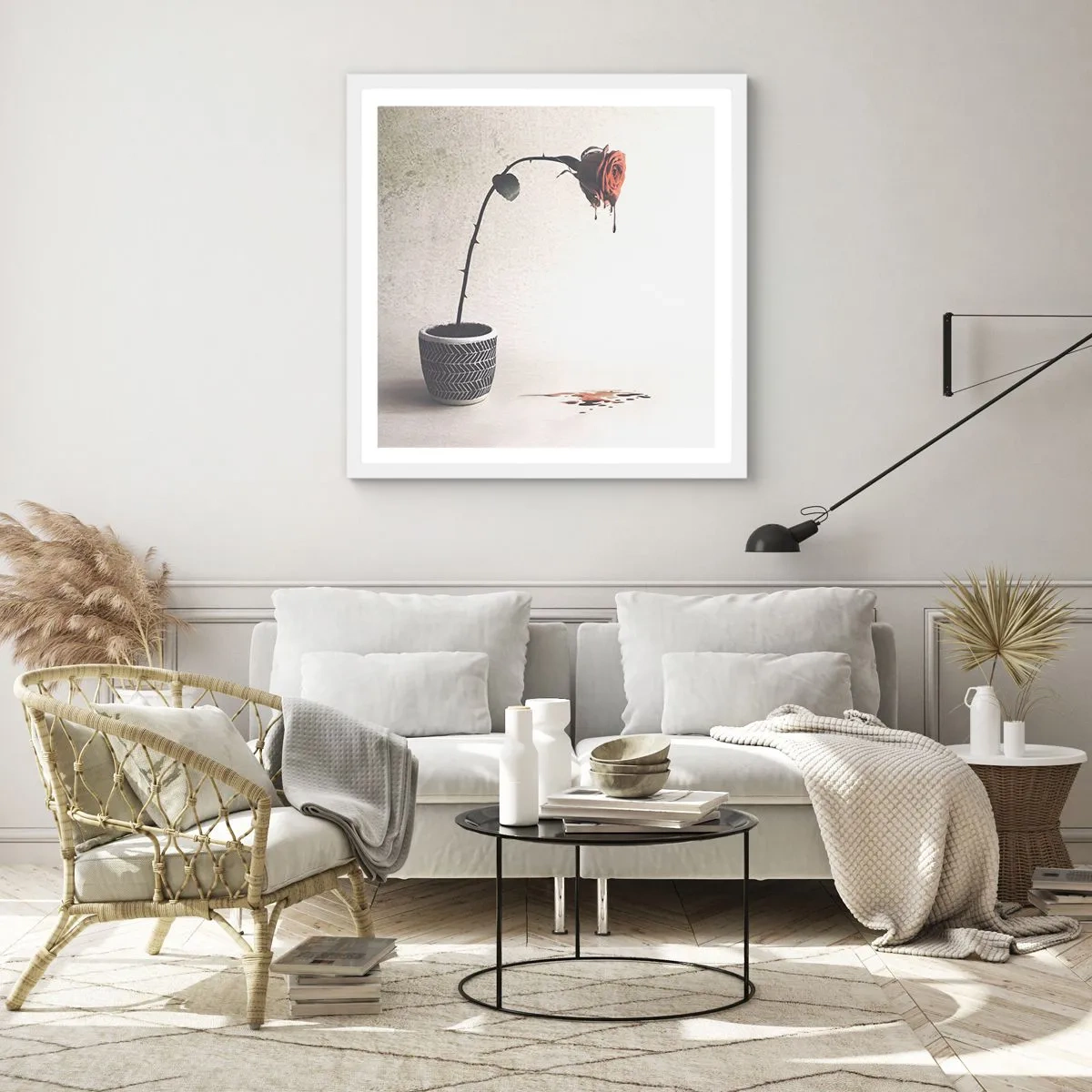 Poster in cornice bianca - Rosa dolorosa - 30x30 cm