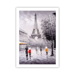 Poster - La Torre Eiffel con un paesaggio urbano in una giornata piovosa - 50x70cm - Passeggiata a Parigi - Decorazione murale moderna per soggiorno e camera da letto ARTTOR