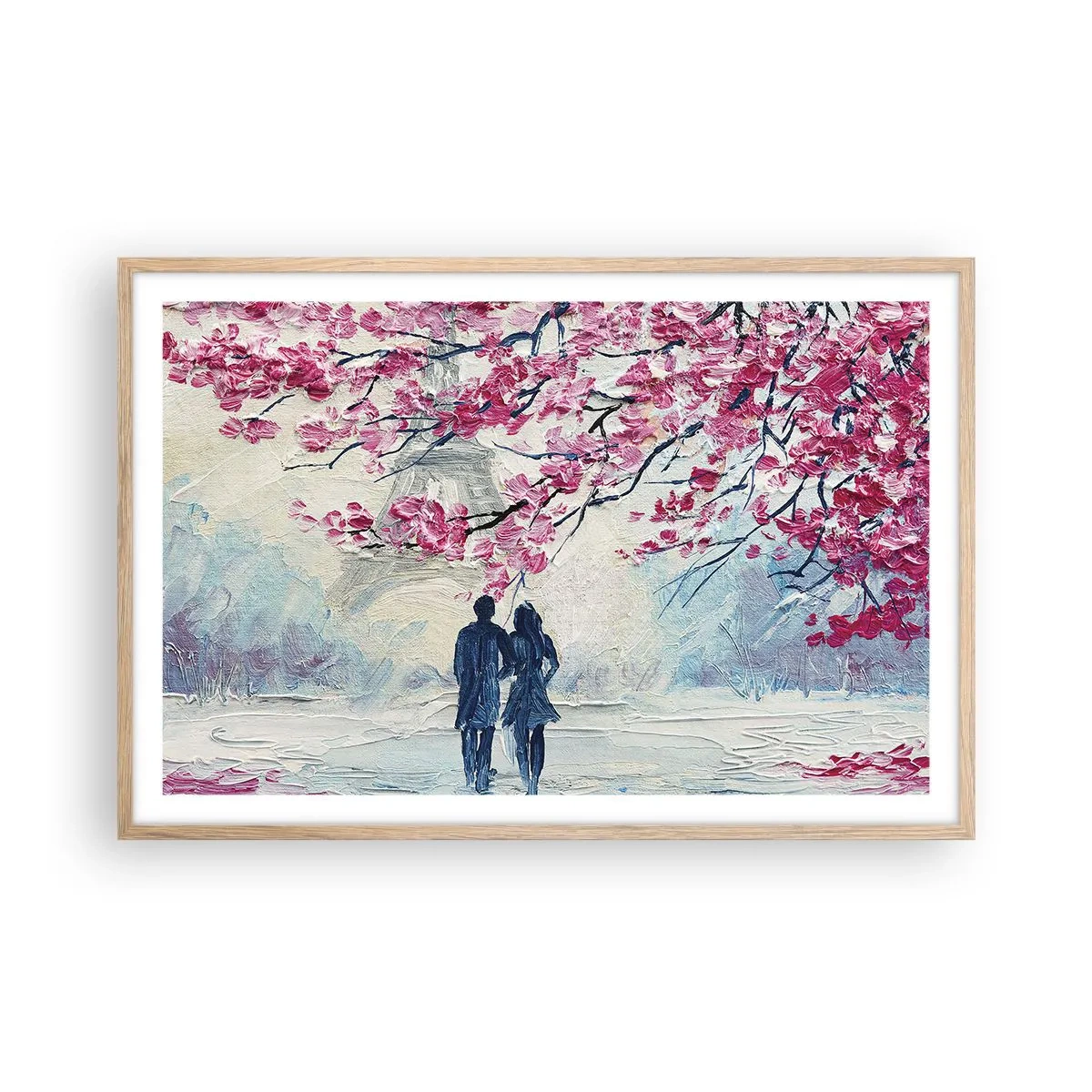 Poster in cornice rovere chiaro - Passeggiata romantica - 91x61 cm