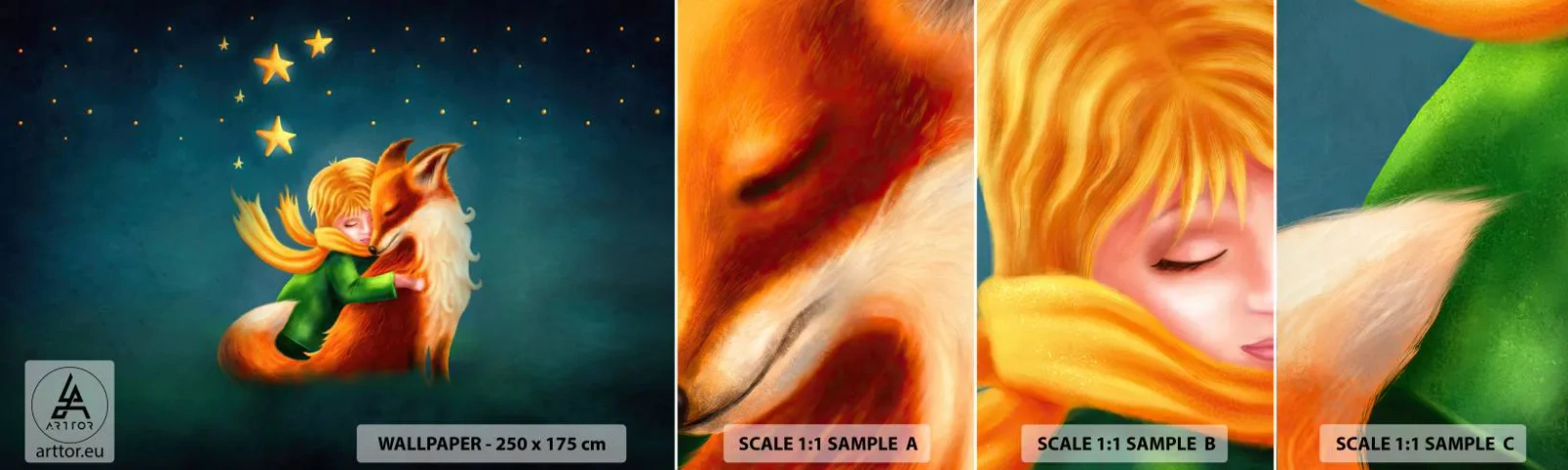 Campione Di Fotomurale Standard Eco - Il piccolo principe - Per bambini, Volpe, Ragazzo - 100x30 cm