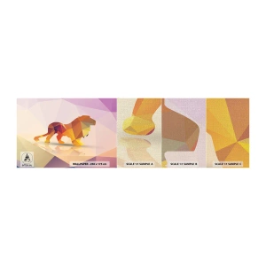 Campione di Fotomurale Premium Canvas - Il re di diamante - Animali, Leone, Figura geometrica - 100x30 cm