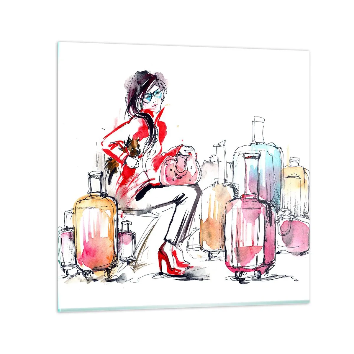 Quadro su vetro - Sediamoci prima del viaggio - 40x40 cm