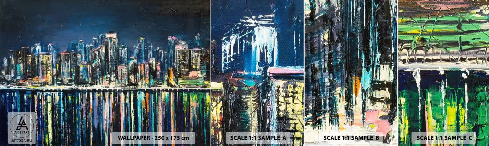 Campione Di Fotomurale Standard Eco - Cascata di luci - Città, Architettura, Fiume - 100x30 cm