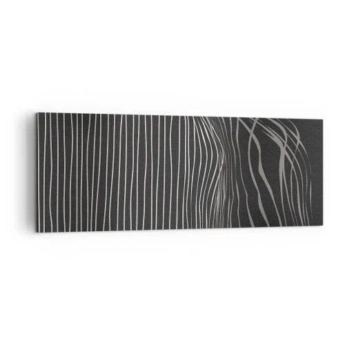 Quadro su tela - Stampe su Tela - Linee bianche su sfondo grigio scuro in una disposizione astratta - 140x50cm - Ritmo e accento - Decorazione murale moderna per soggiorno e camera da letto ARTTOR