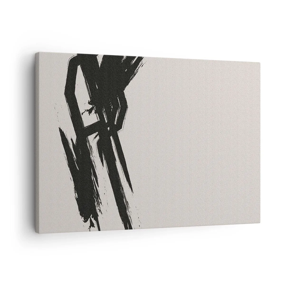 Quadro su tela - Stampe su Tela - Pennellate dinamiche in nero su sfondo chiaro - 70x50cm - Corsa sfrenata - Decorazione murale moderna per soggiorno e camera da letto ARTTOR