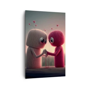 Quadro su tela - Stampe su Tela - Personaggi di filato in un'affascinante ambientazione a tema cuore - 80x120cm - Ognuno ha diritto ad amare - Decorazione murale moderna per soggiorno e camera da letto ARTTOR