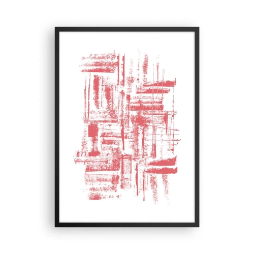 Poster in cornice nera - Linee geometriche rosse su sfondo bianco - 50x70cm - Città rossa - Decorazione murale moderna per soggiorno e camera da letto ARTTOR
