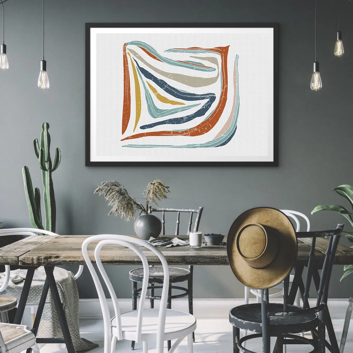 Poster in cornice nera - Astrazione piacevolmente sorridente - 91x61 cm