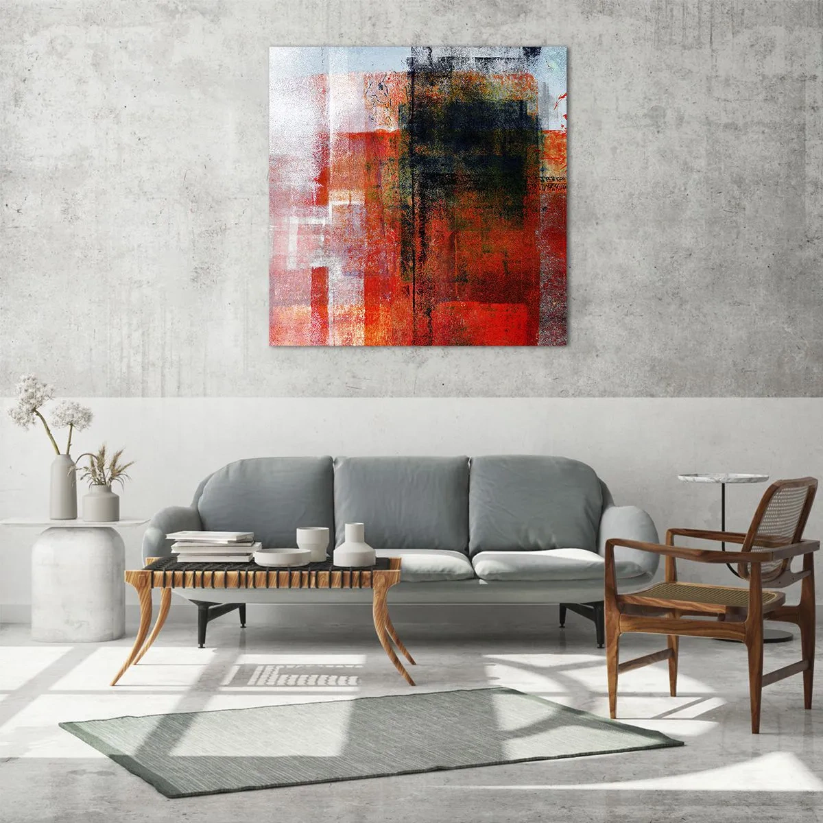 Quadro su vetro - Composizione arroventata - 70x70 cm