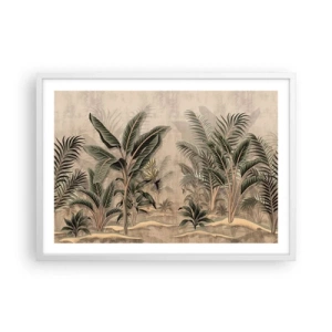 Poster in cornice bianca - Incisione in stile coloniale - 70x50 cm